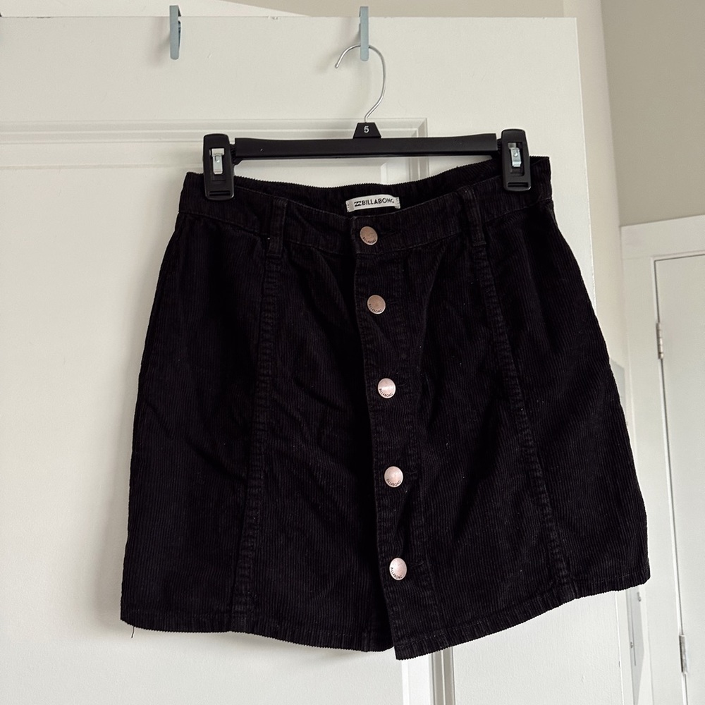 Black Corduroy button up skirt